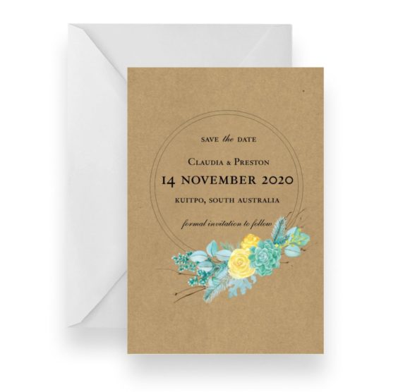 063 Yellow Succulant Save the Date C6