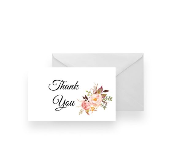 164 Pink Floral Wedding Thank You card folded WEB