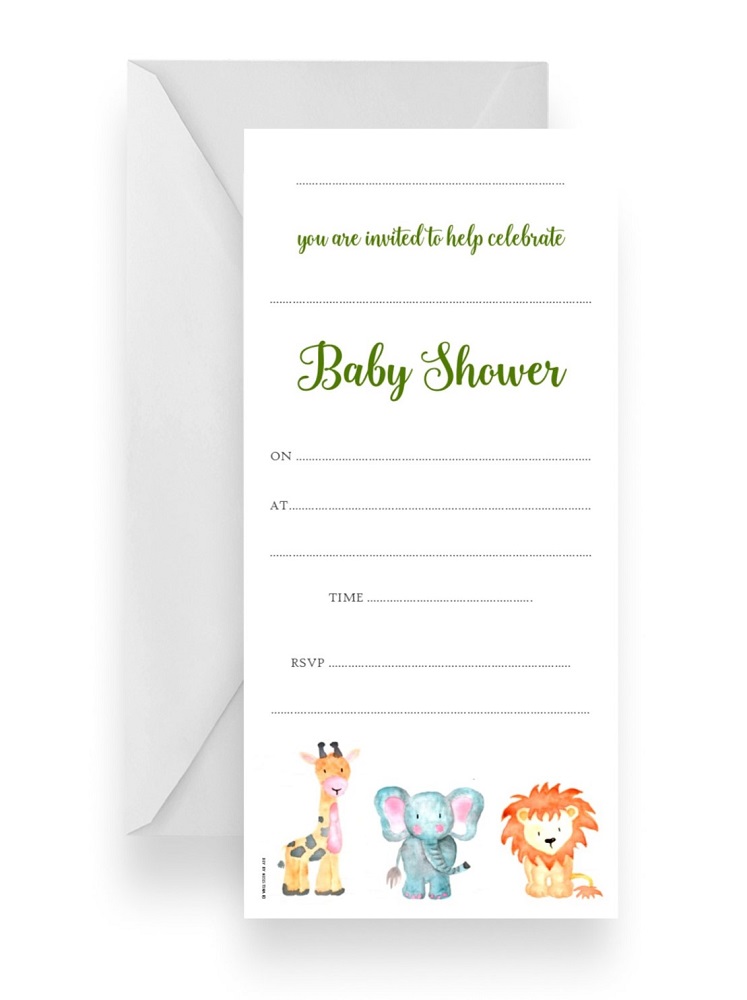 180 Fill-in DIY baby Shower invitation Baby Animals