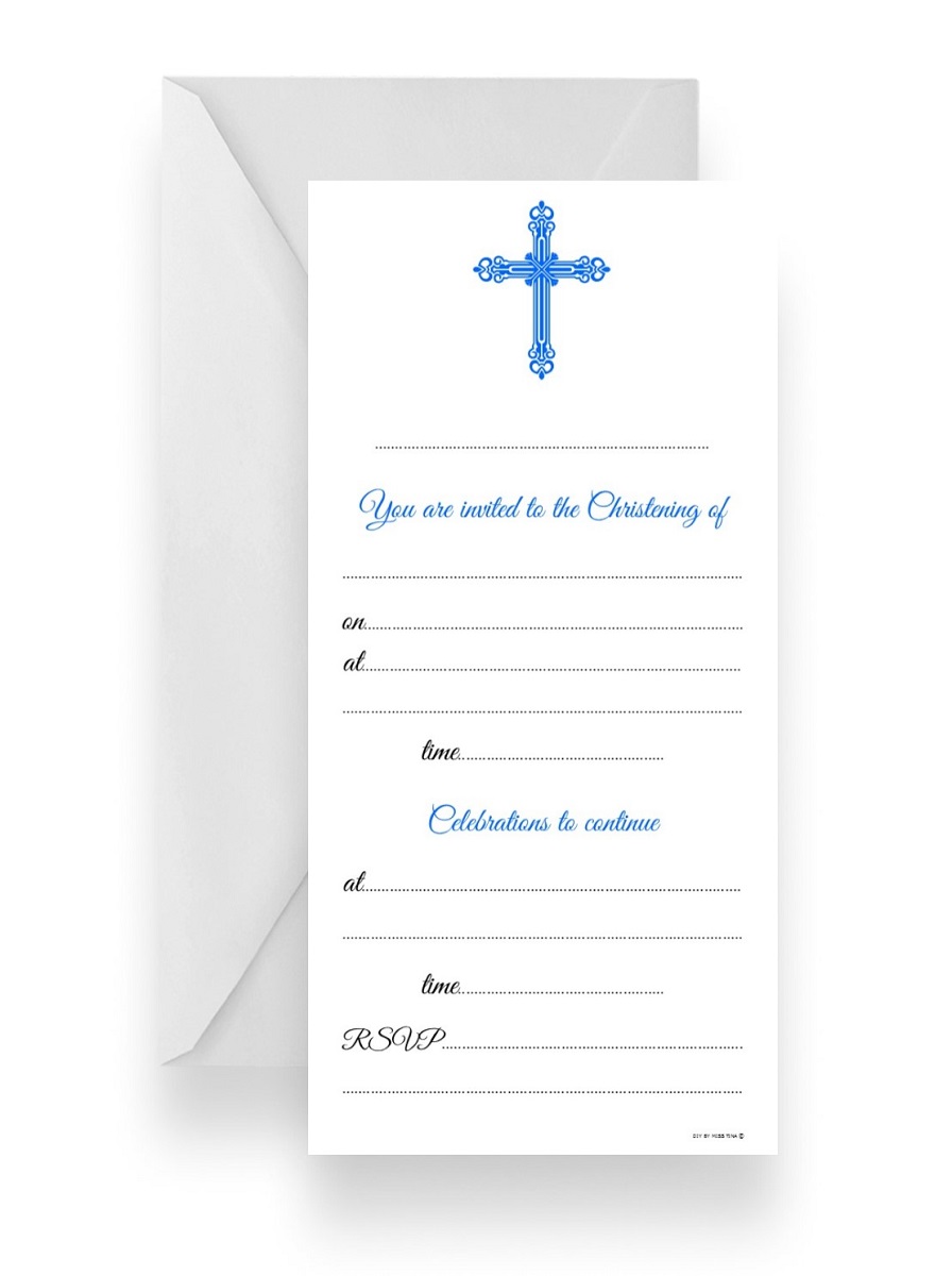 186 Fill-in DIY Christening Invitation Blue Boy